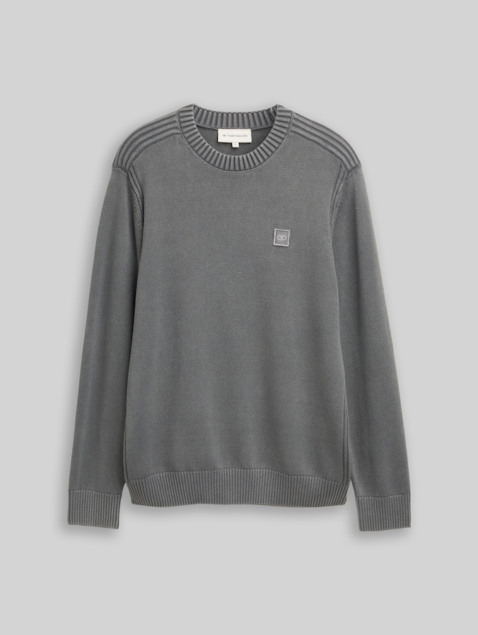 Strickpullover im Washed-Look aus Baumwolle von Men, classic dark grey