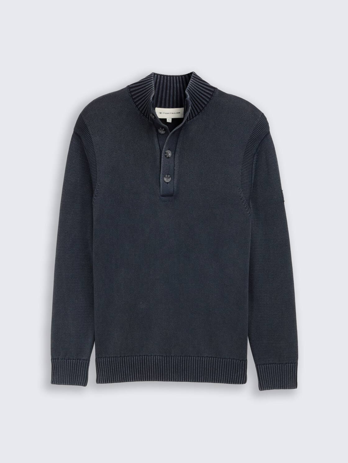 Troyer knitted jumper in a washed cotton look - sky captain blue
