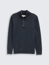 Troyer Strickpullover im Washed-Look aus Baumwolle - sky captain blue