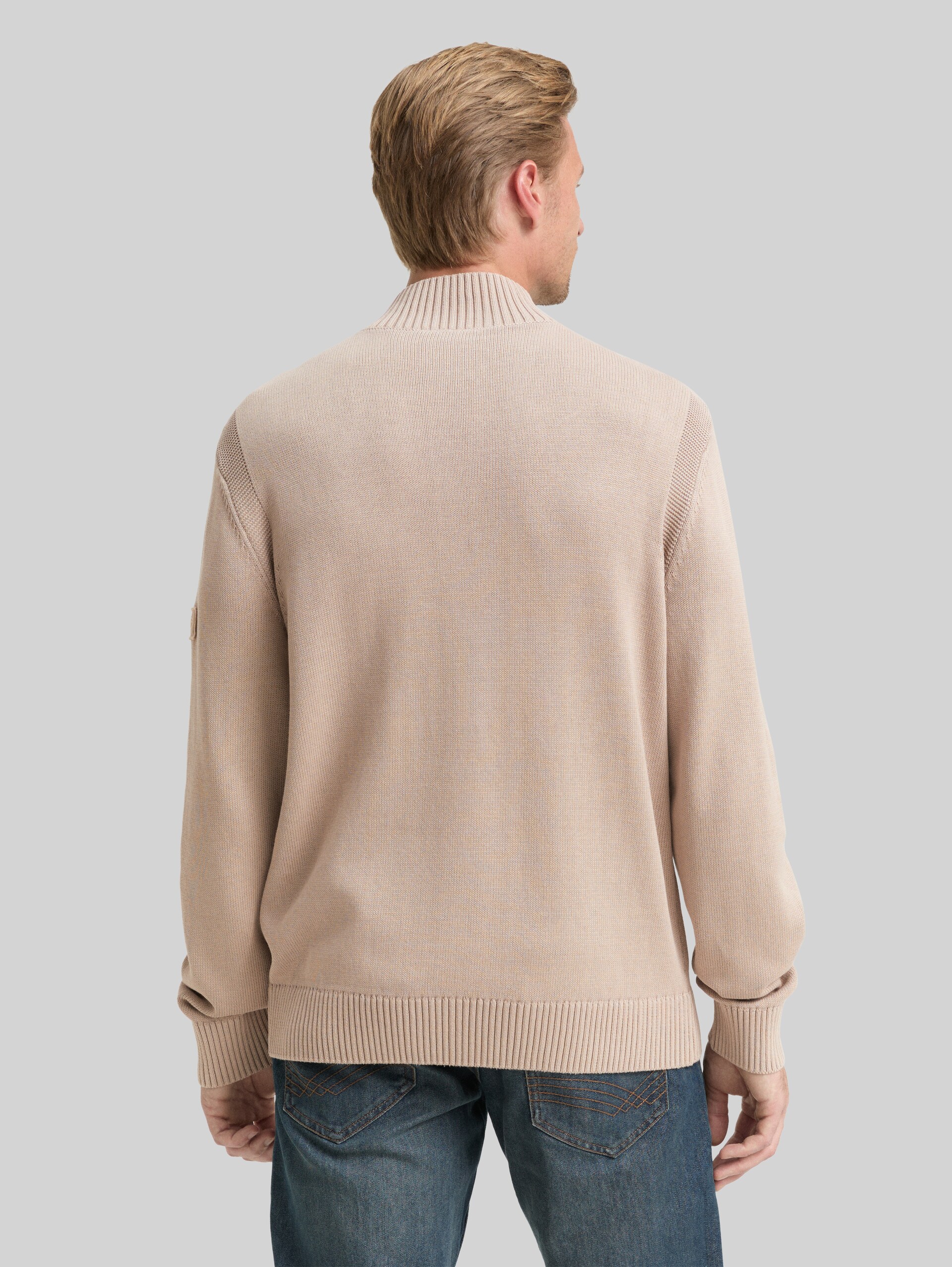 Troyer knitted jumper in a washed cotton look - light cashmere