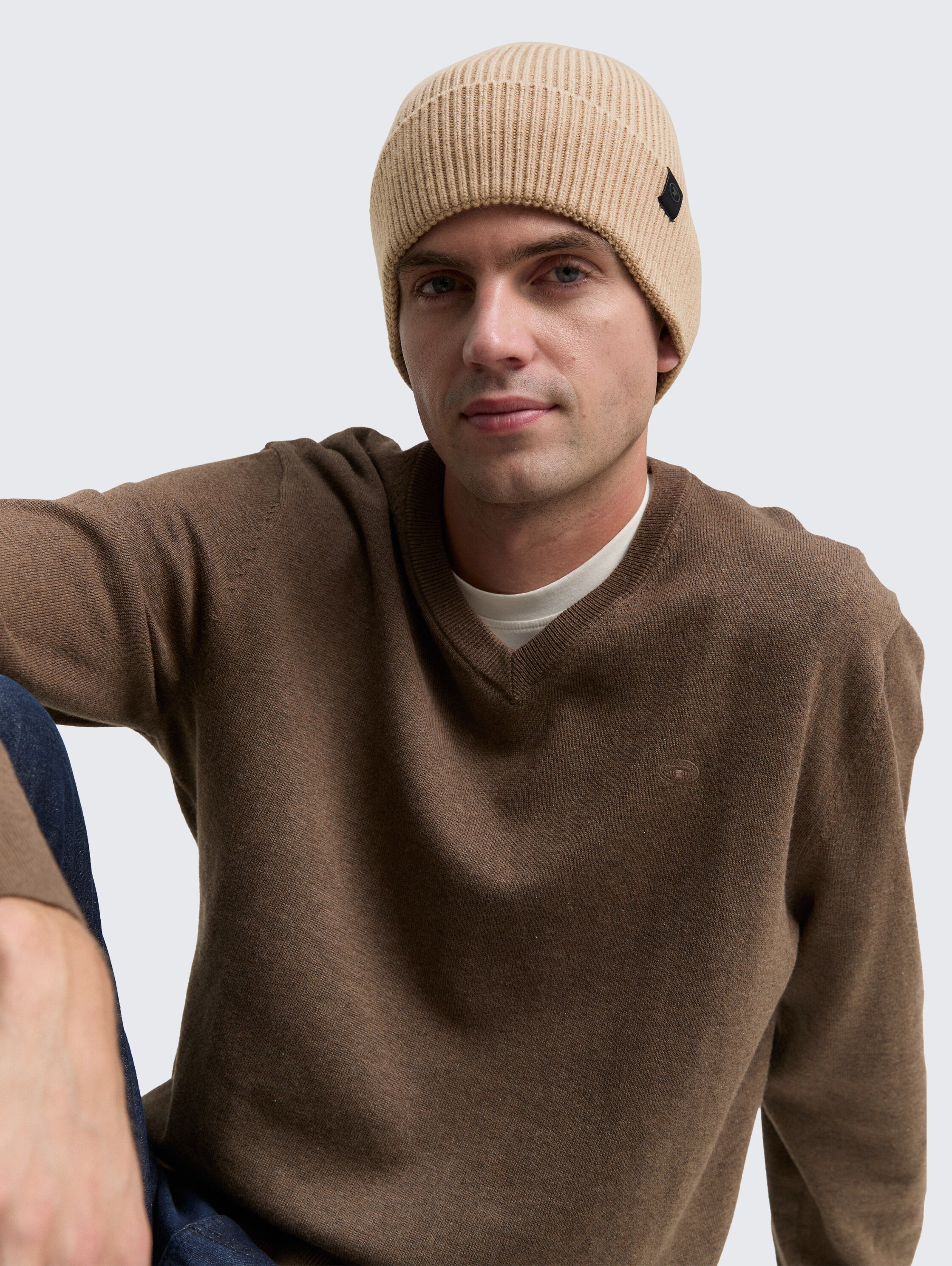 Beanie Strickmütze mit Wollanteil - soft_light_beige_melange_1 - 