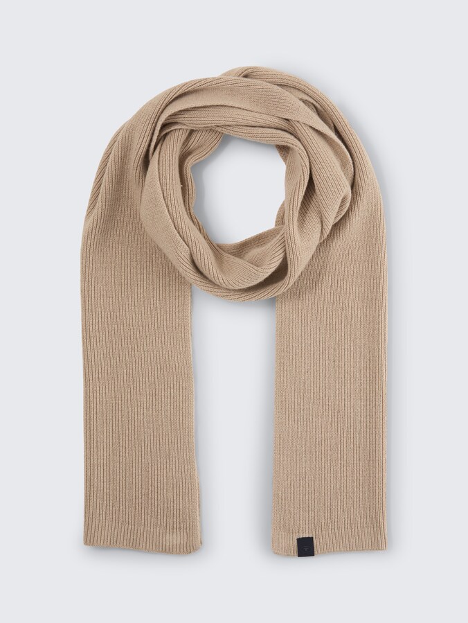 Strickschal mit Wollanteil von Men, soft light beige melange