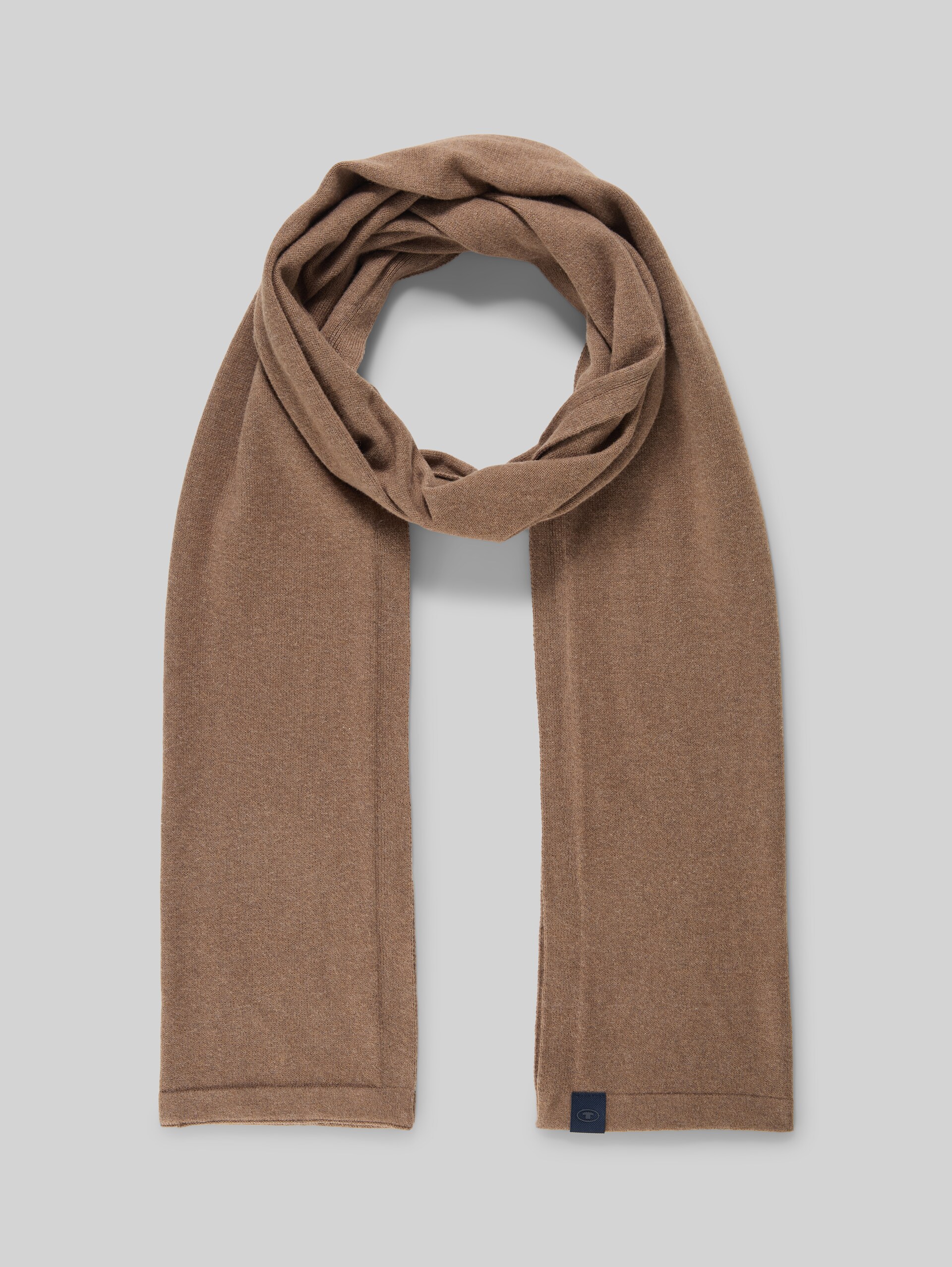 Scarf with cashmere content - dark taupe melange - Front product view