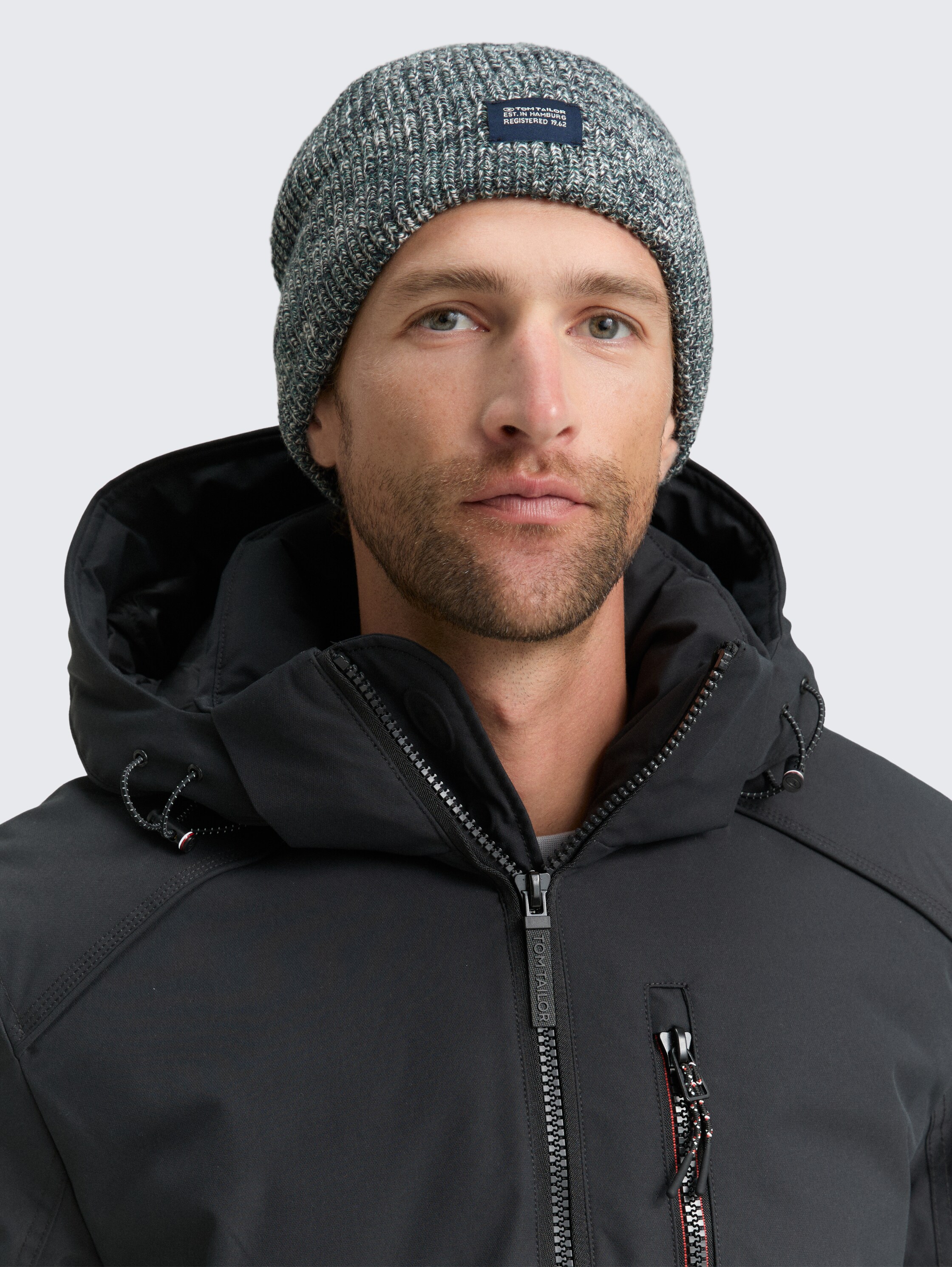 Beanie met logo-badge - navy_green_multicolor - 