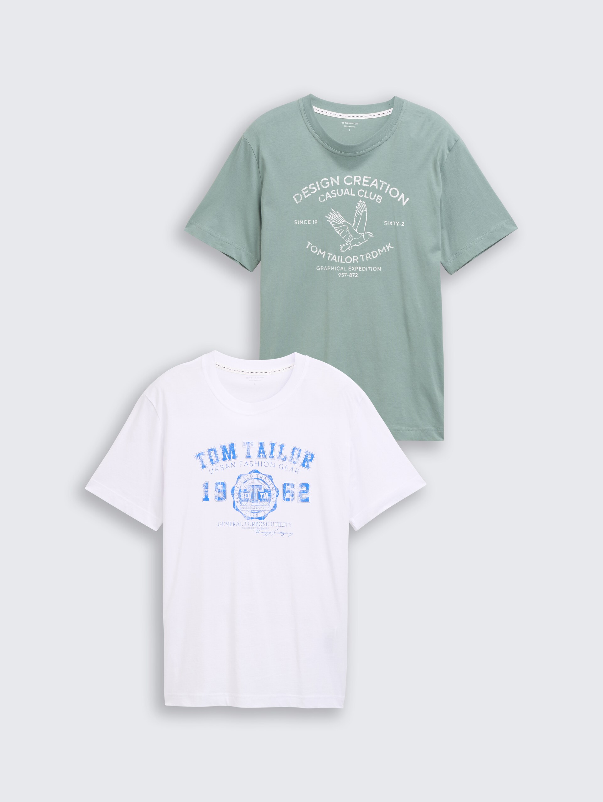 T-shirts in 2-pack - Dark Smoke Green - Product vooraanzicht
