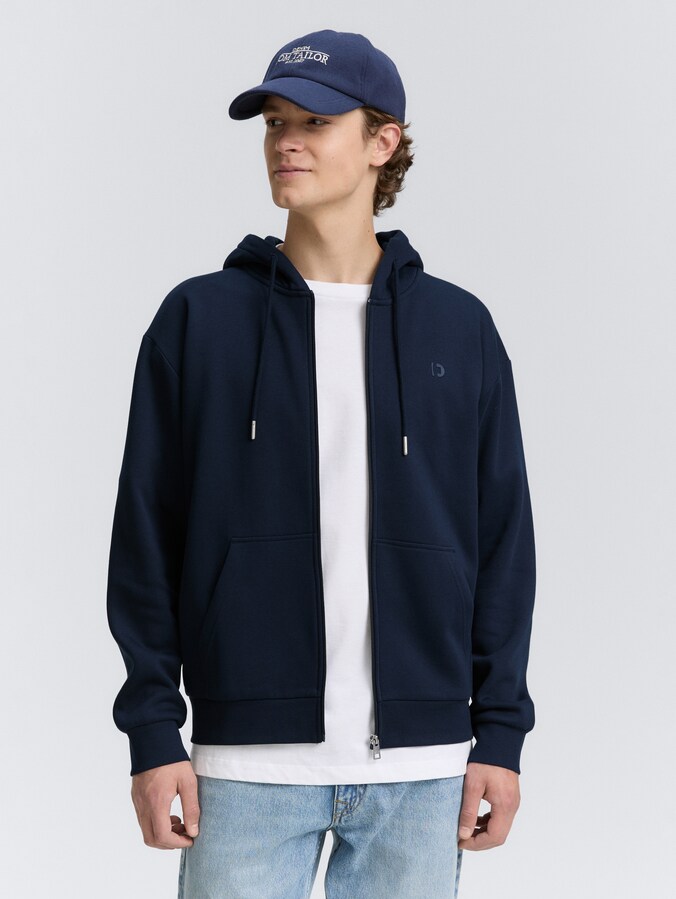 Hooded sweatshirt with logo print by Denim Male, sky captain blue