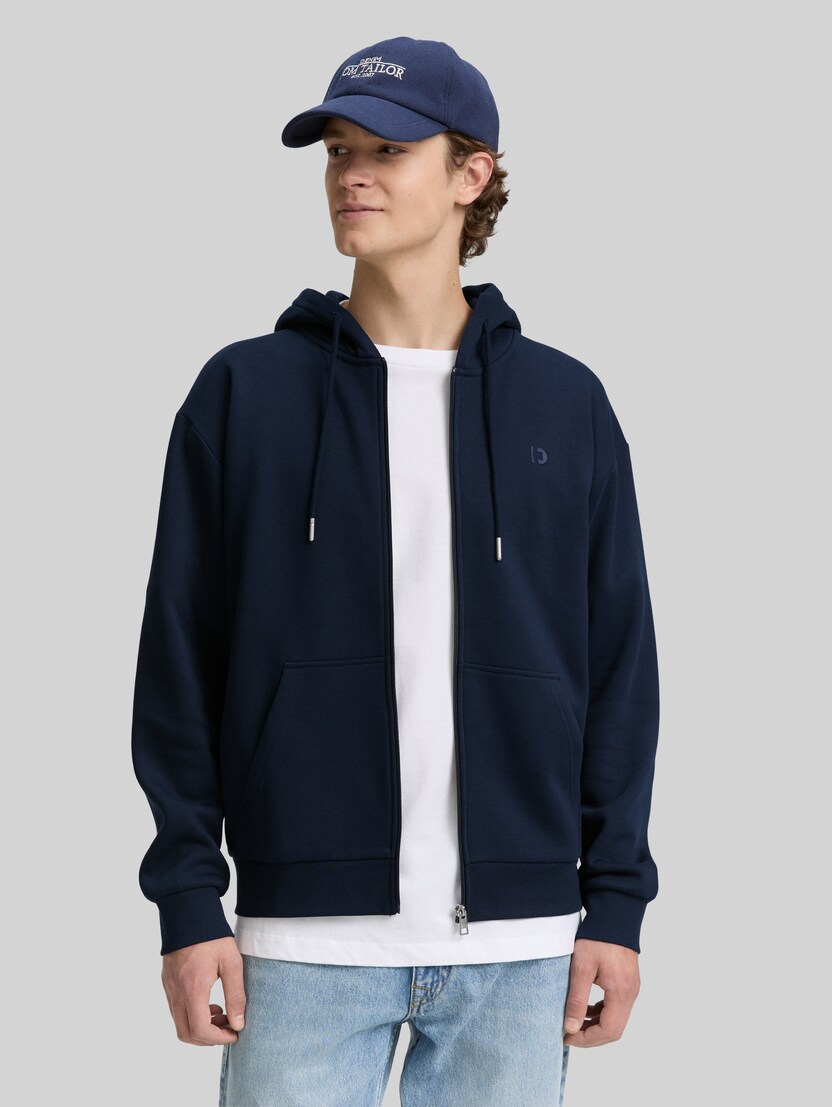 Hoodie-sweatjack met logoprint door Denim Male, sky captain blue