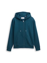 Ausgewählt, Hoodie Sweatjacke mit Logo-Print von Tom Tailor, grün