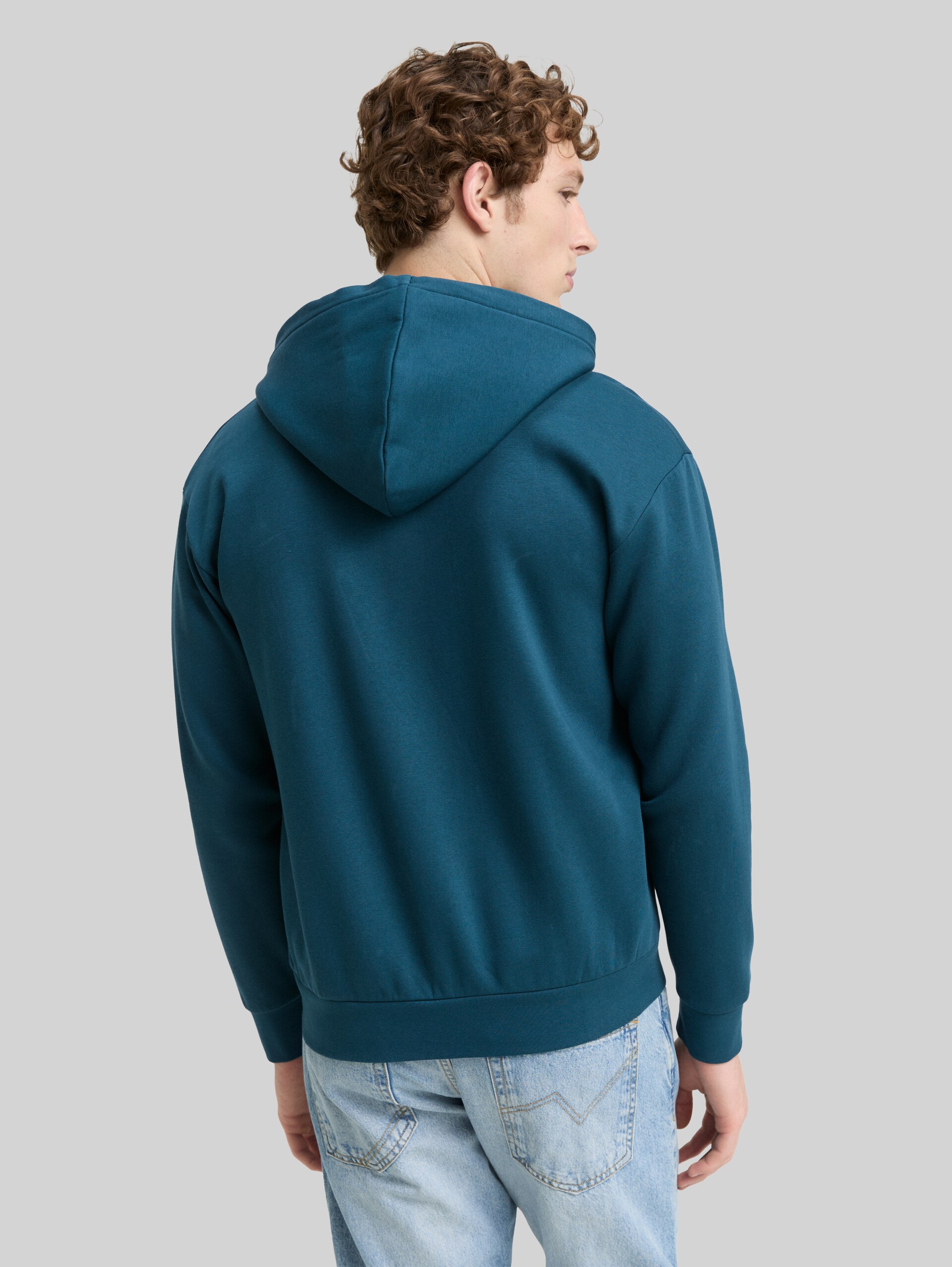 Hoodie-sweatjack met logoprint - deep pond green - Neklijn model-achteraanzicht