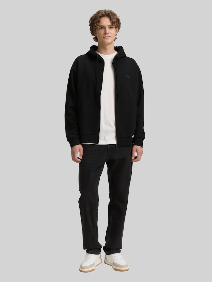 Hoodie Sweatjacke mit Logo-Print von Denim Male, Black