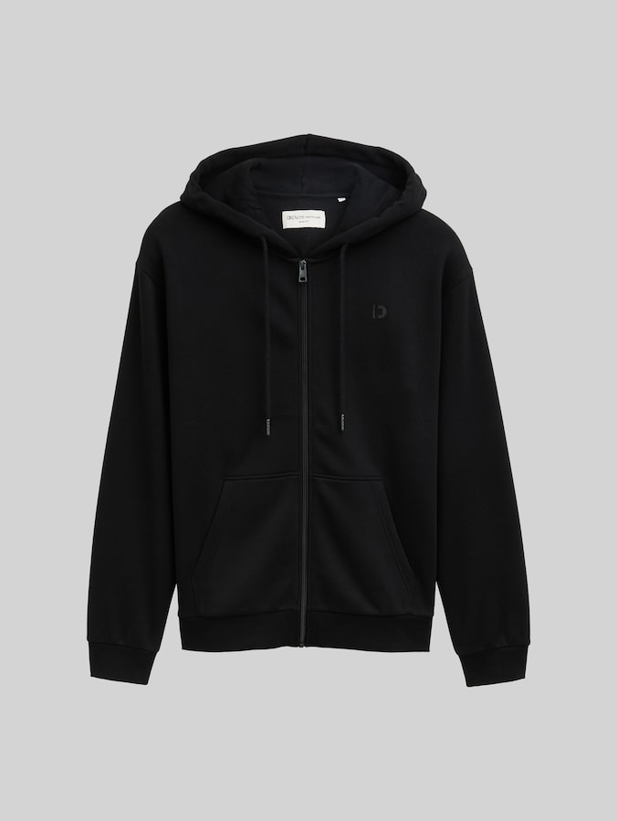 Hoodie-sweatjack met logo-print door Denim Male, Black