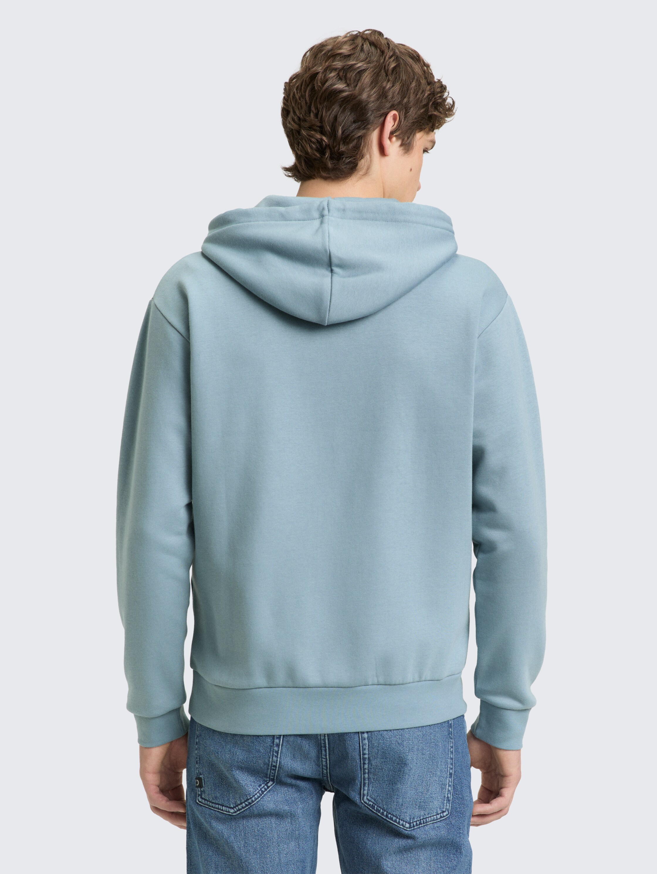 Hoodie Sweatjacke mit Logo-Print - citadel blue - Auschnitt Model-Rückansicht