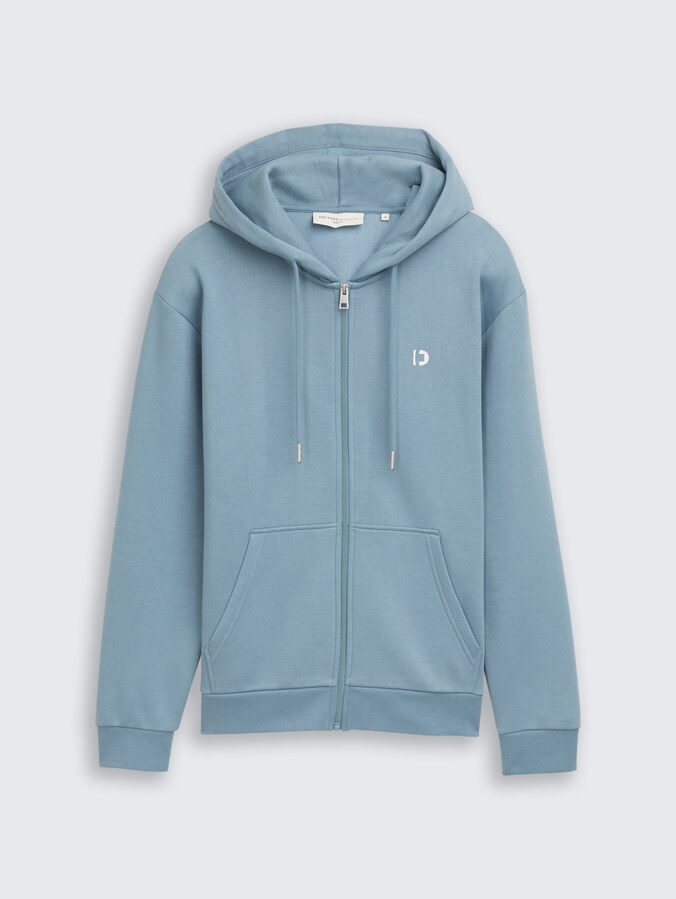 Hoodie Sweatjacke mit Logo-Print von Denim Male, citadel blue