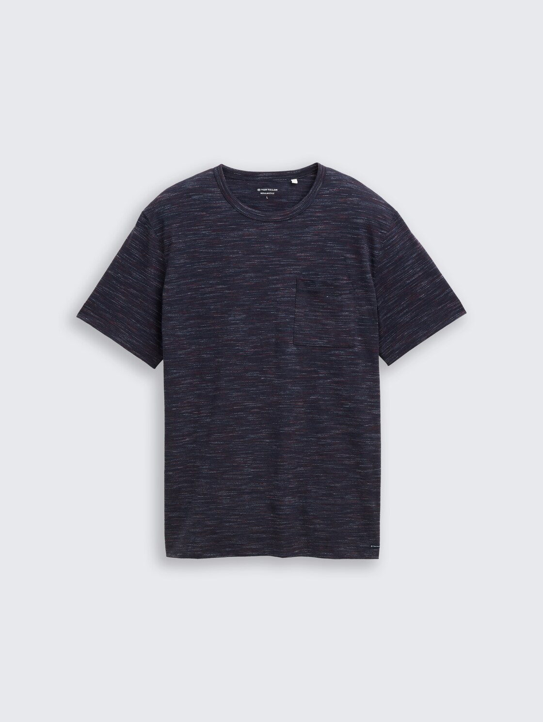 T-Shirt in Melange-Optik mit Brusttasche - navy red multi inject - Vorder-Produkt-Ansicht