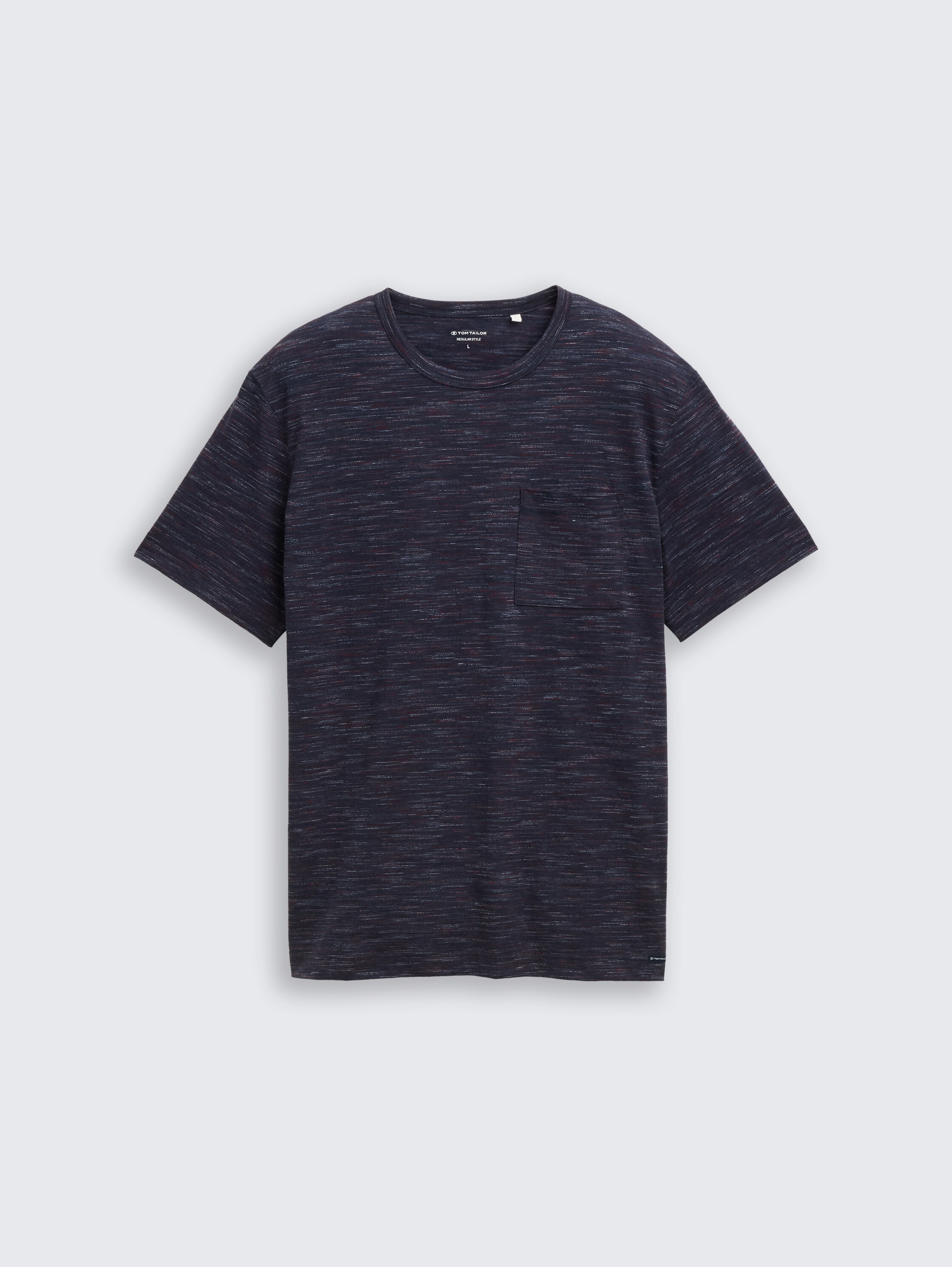 T-Shirt in Melange-Optik mit Brusttasche - navy red multi inject - Vorder-Produkt-Ansicht