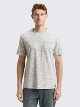 T-Shirt in Melange-Optik mit Brusttasche - gardenia white multi inject - Ausschnitt Model-Vorderansicht