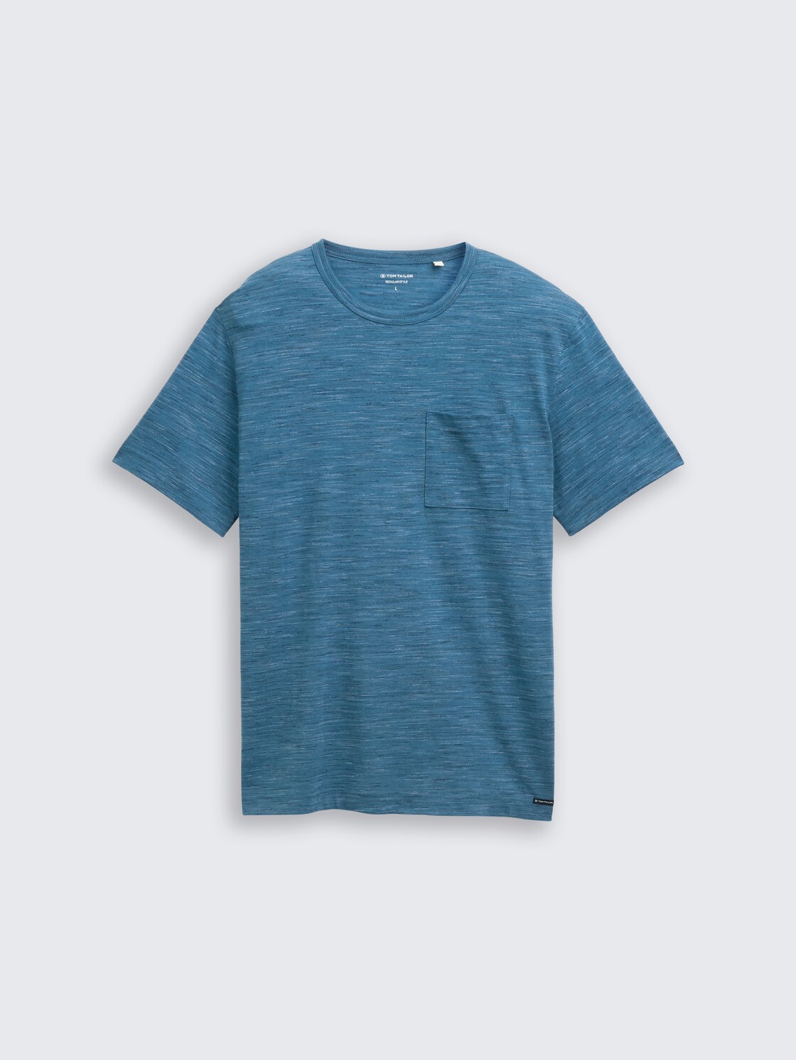 T-Shirt in Melange-Optik mit Brusttasche - real teal blue multi inject - Vorder-Produkt-Ansicht