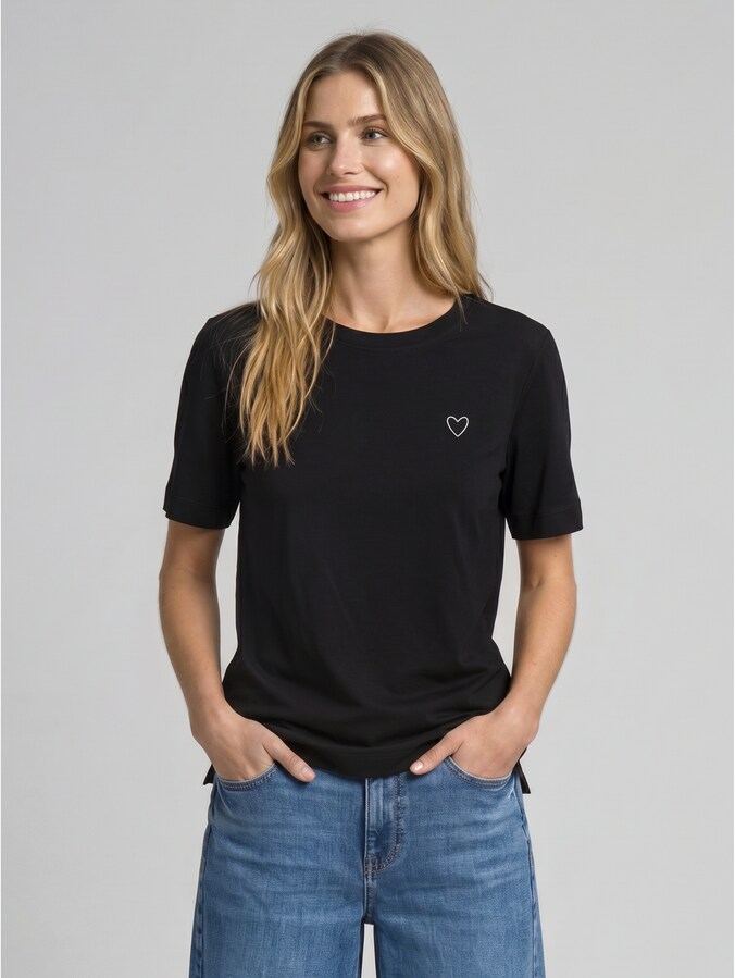 T-shirt van katoen door Women, deep black