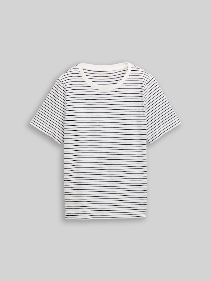 T-Shirt aus Baumwolle von Women, offwhite navy thin stripe