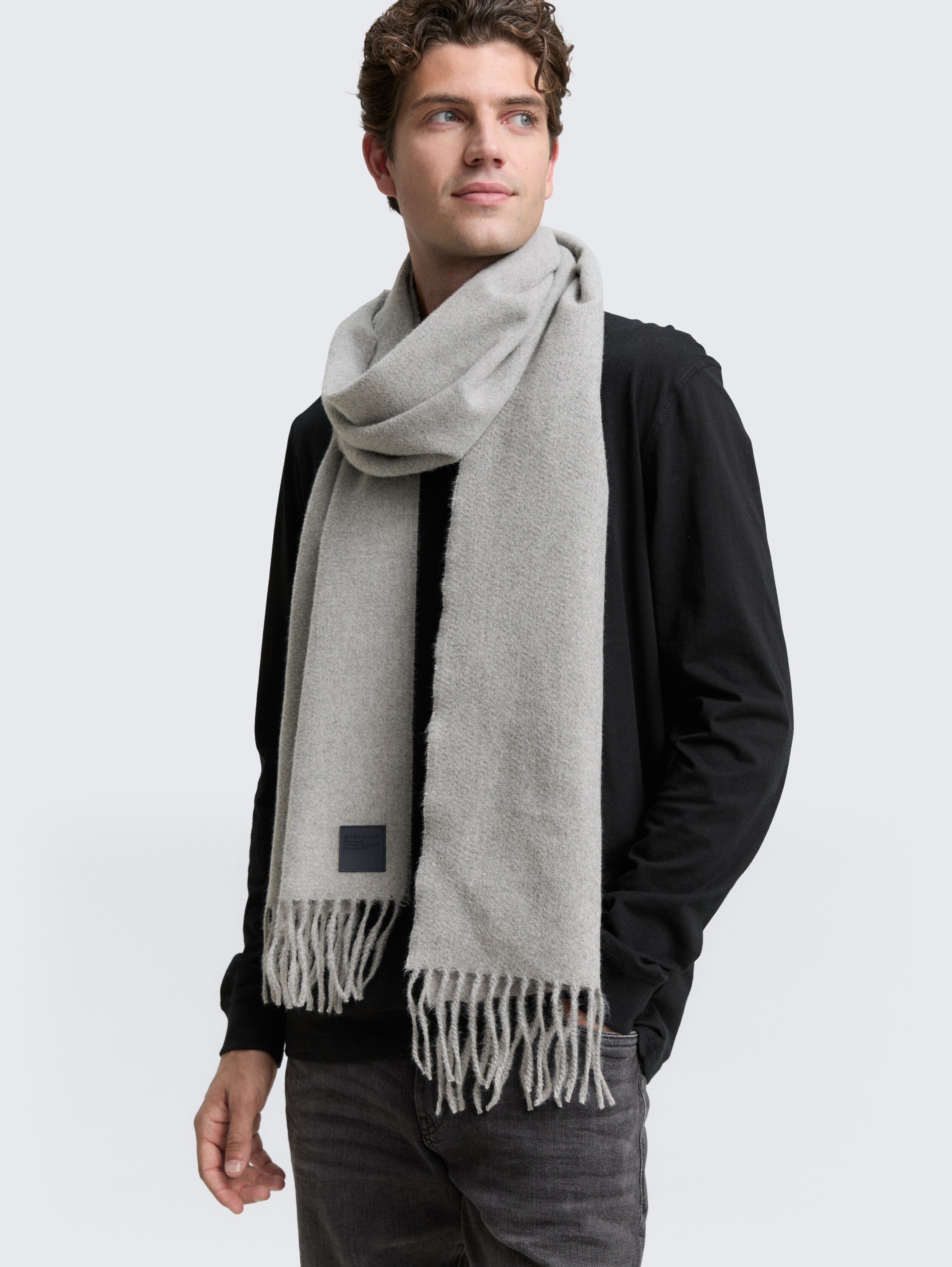 Schal mit Fransen - light_soft_grey_melange - 