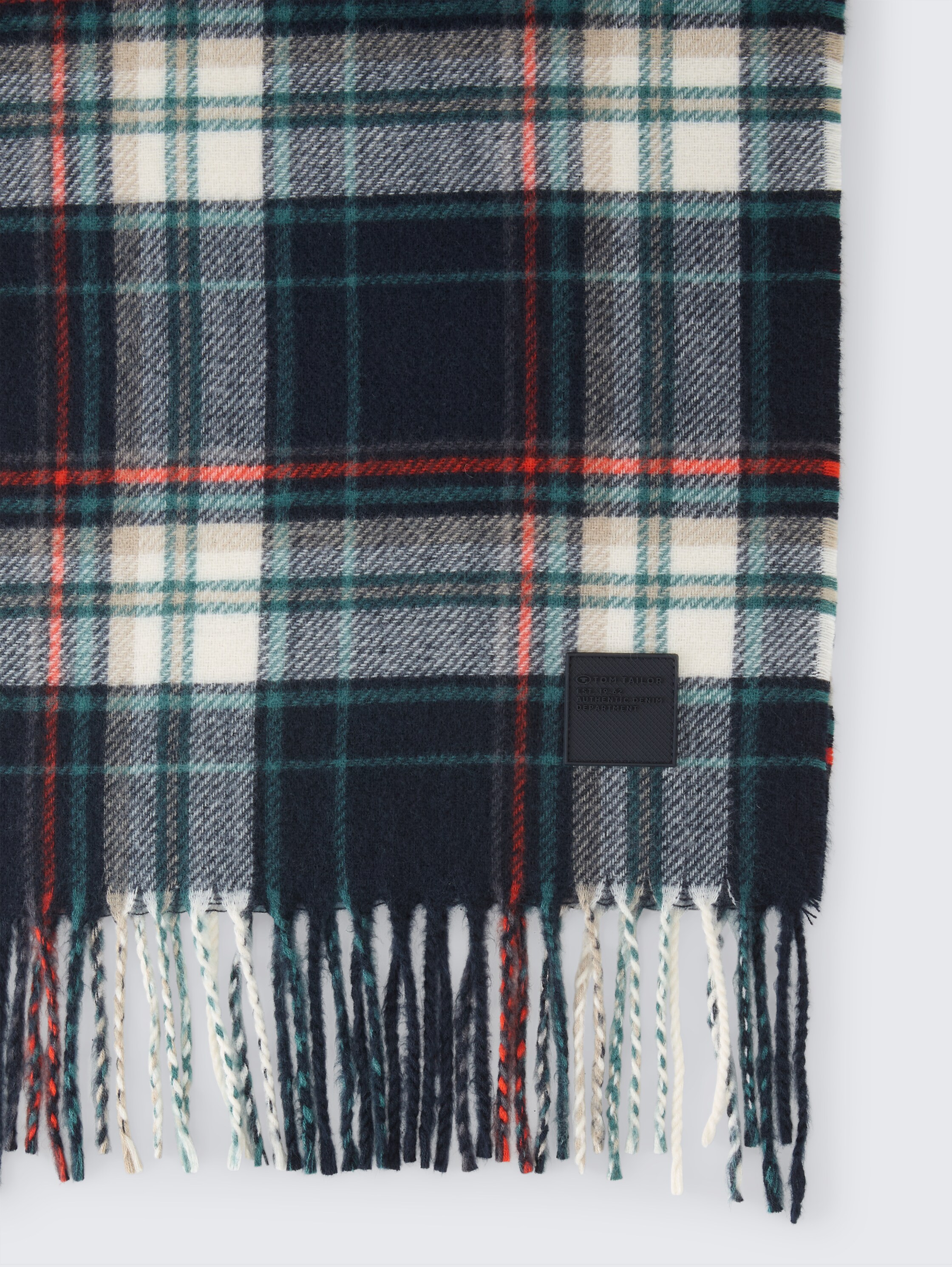 Écharpe à franges - navy multicolor check - Vue de la matière