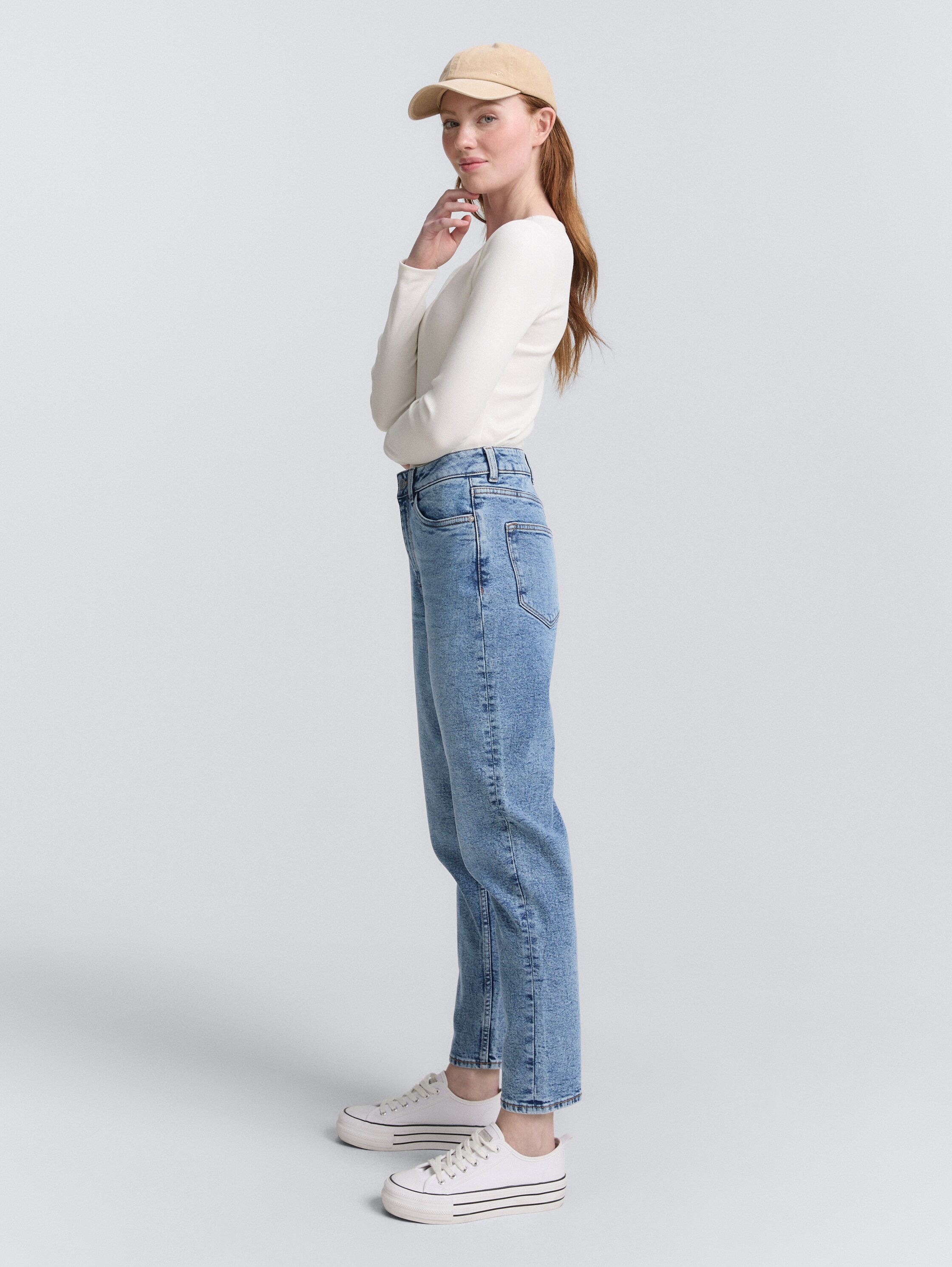 TTLINLEY MOM High Waist Ankle Jeans - used_mid_stone_blue_denim - 