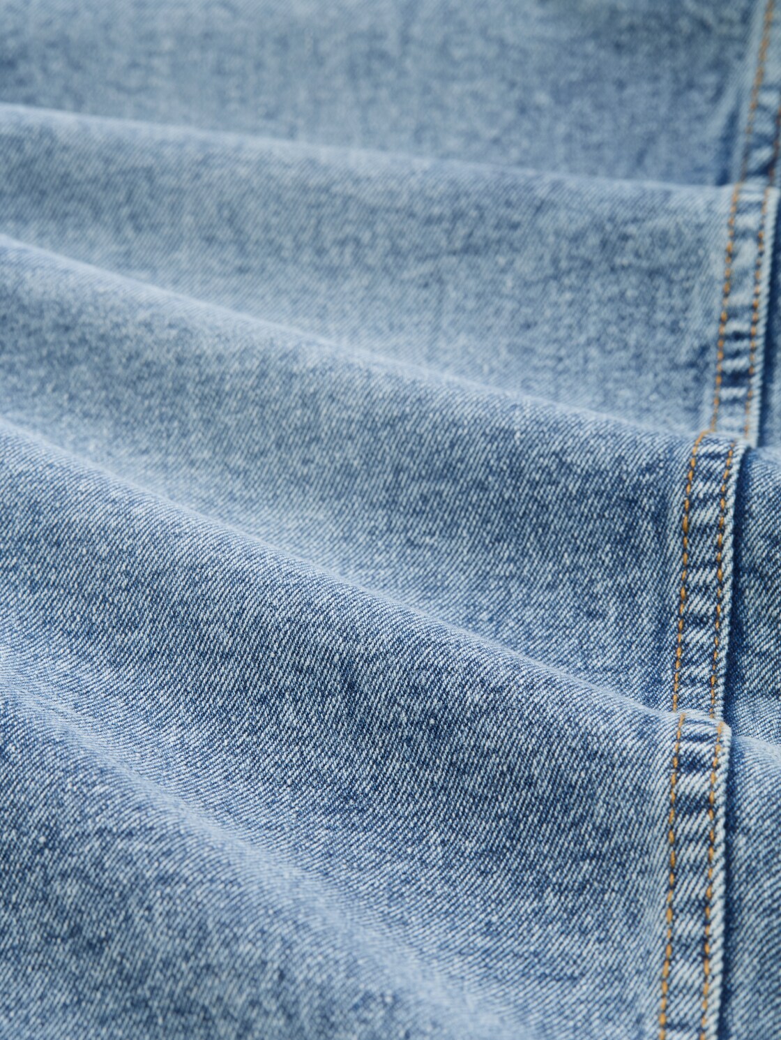 TTLINLEY MOM High Waist Ankle Jeans - Used Mid Stone Blue Denim - Material-Ansicht