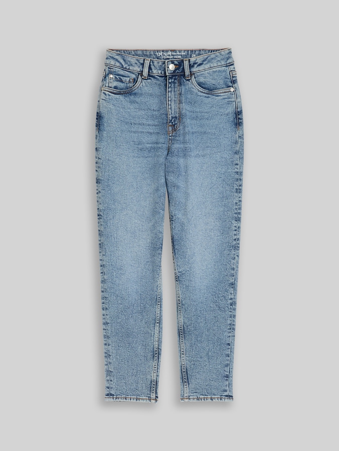 TTLINLEY MOM High Waist Ankle Jeans von Denim Female, Used Mid Stone Blue Denim