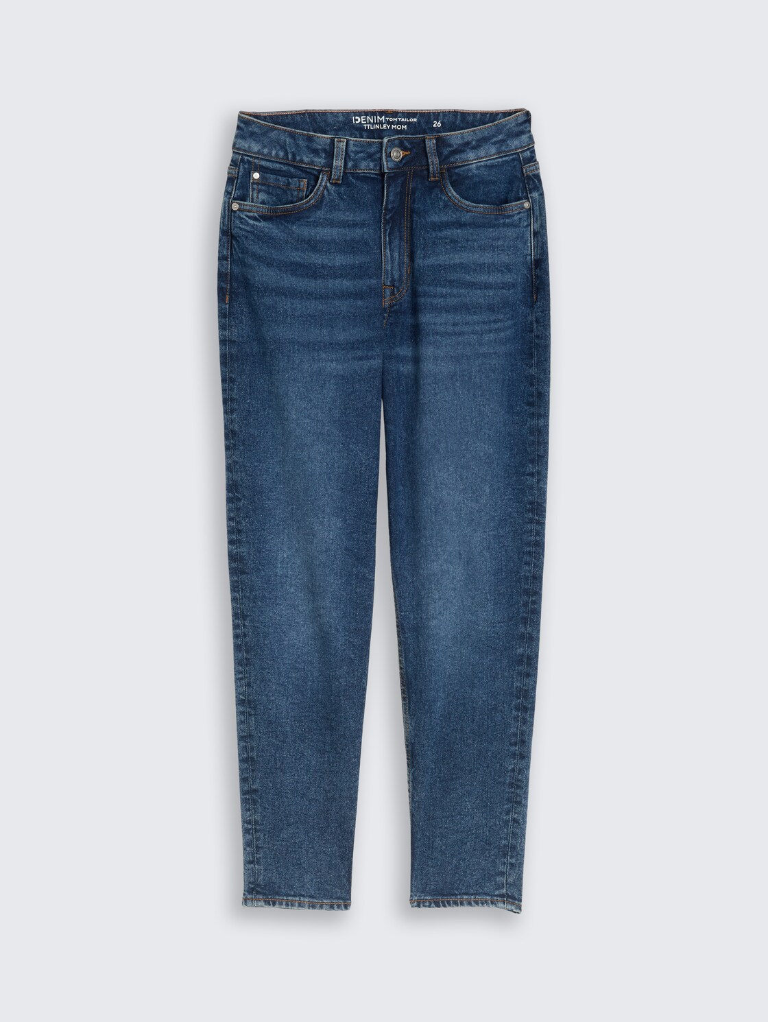 TTLINLEY MOM High Waist Ankle Jeans - Used Dark Stone Blue Denim - Vorder-Produkt-Ansicht