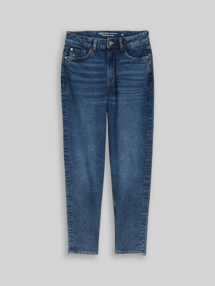 TTLINLEY MOM-jeans met hoge taille en enkellengte door Denim Female, Used Dark Stone Blue Denim