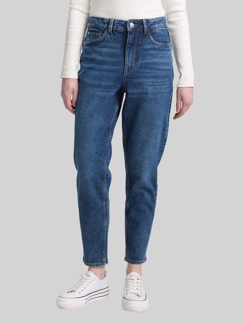 TTLINLEY MOM High Waist Ankle Jeans von Denim Female, Used Dark Stone Blue Denim