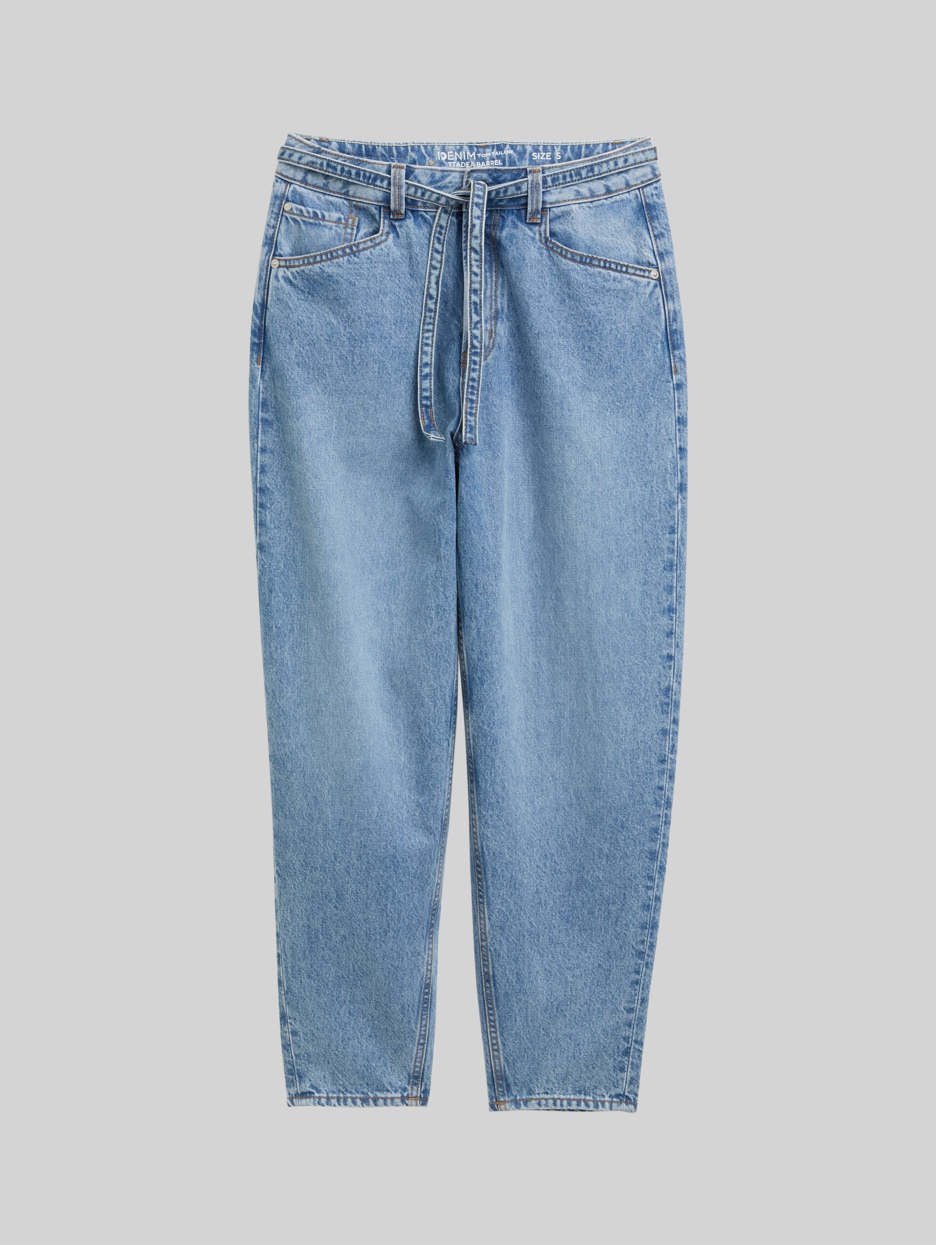 TTADEA BARREL Jeans with belt - Used Mid Stone Blue Denim - Front product view