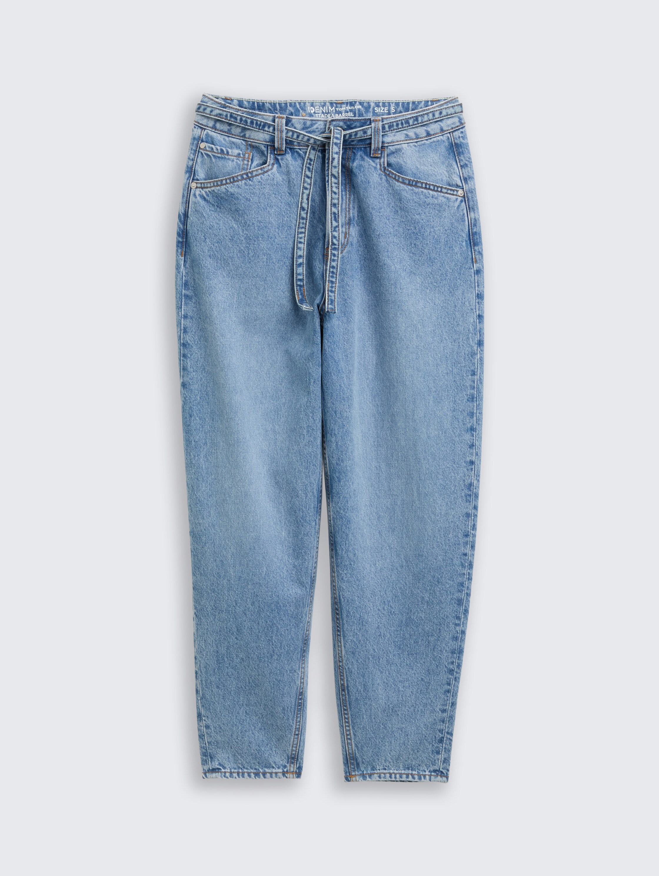 TTADEA BARREL Jeans mit Gürtel - used_mid_stone_blue_denim - 