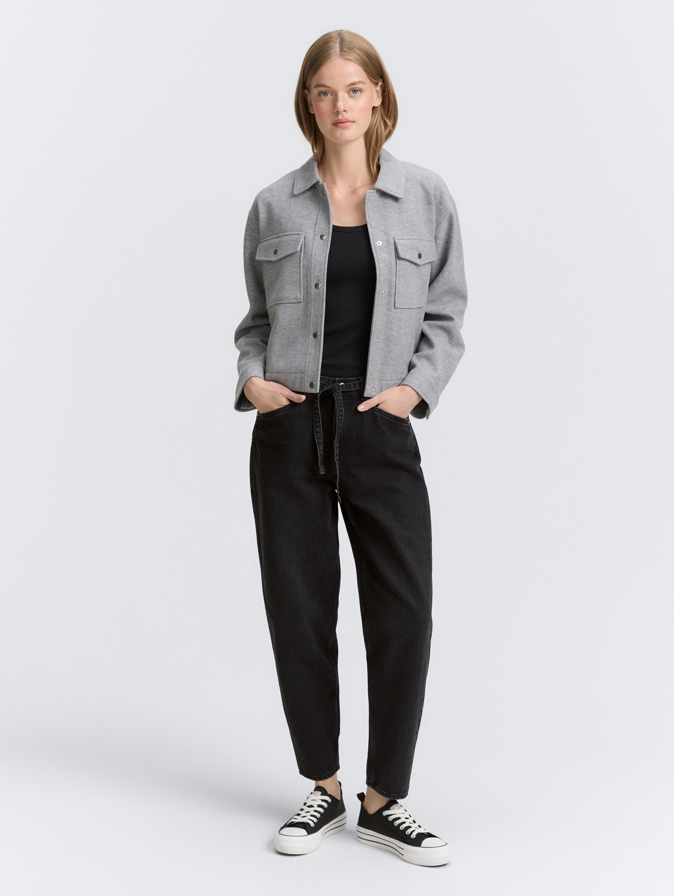 TTADEA BARREL Jeans mit Gürtel - black_denim - 