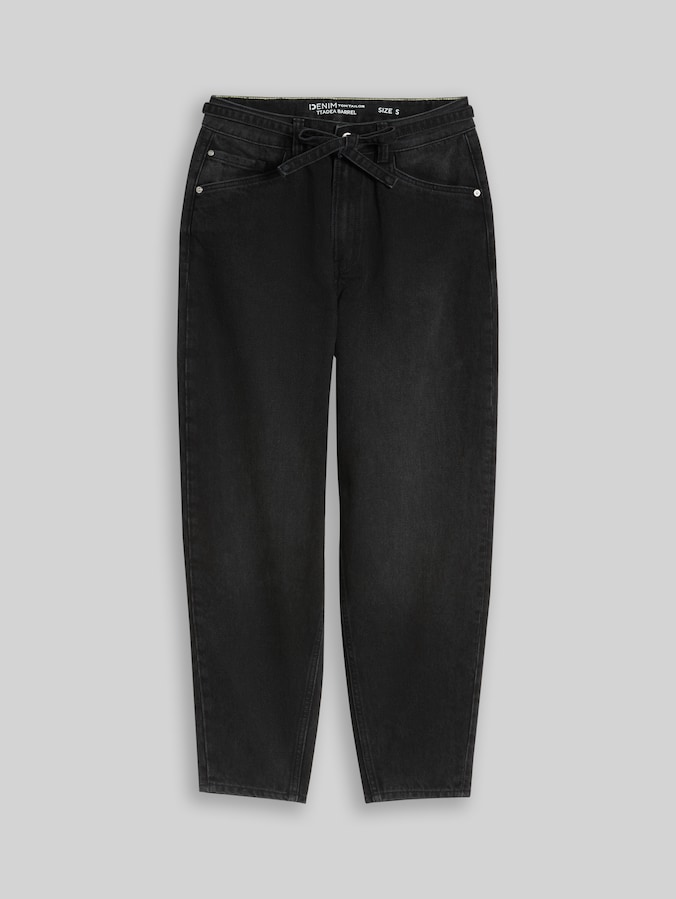 TTADEA BARREL jeans with belt by Denim Female, dark stone black black denim