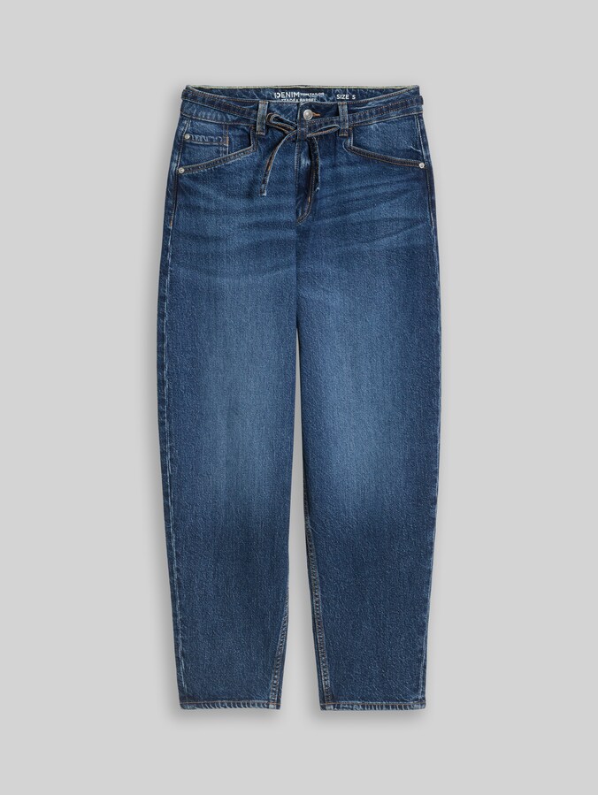 TTADEA BARREL Jeans mit Gürtel von Denim Female, used dark stone blue denim