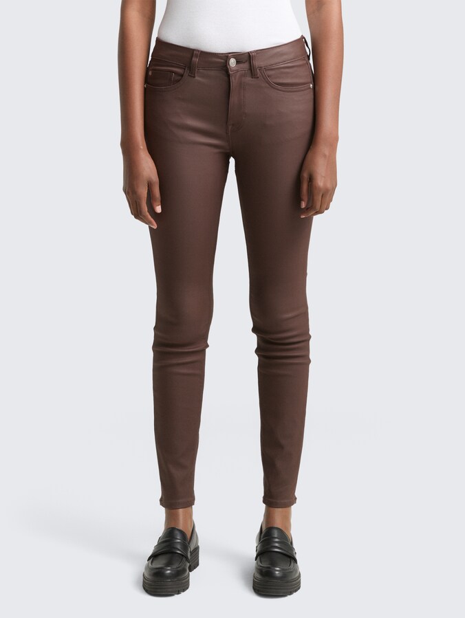 Coated TTNELA SKINNY jeans door Denim Female, brown coated denim