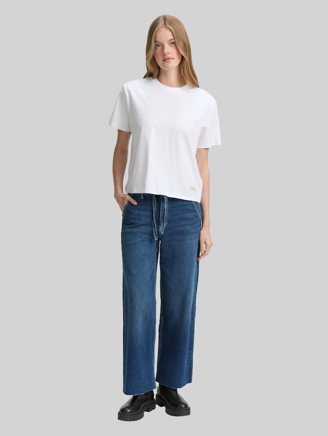 TTMIJA Culotte jeans met riem door Denim Female, Used Mid Stone Blue Denim