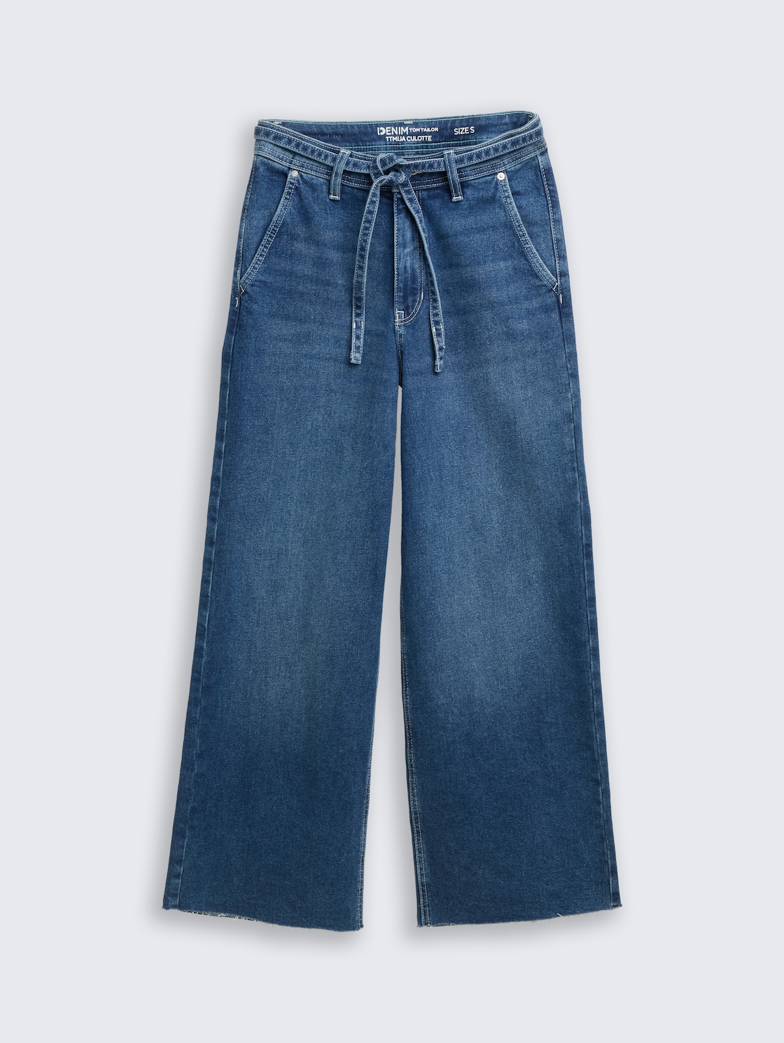 TTMIJA CULOTTE Jeans mit Gürtel - Used Mid Stone Blue Denim - Vorder-Produkt-Ansicht