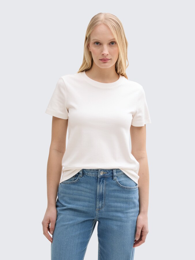 T-shirt met ronde halslijn door Women, Whisper White