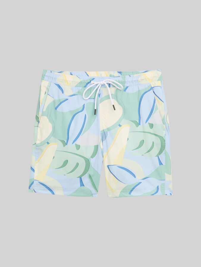 Short de bain avec imprimé par Denim Male, colorful big tropical print