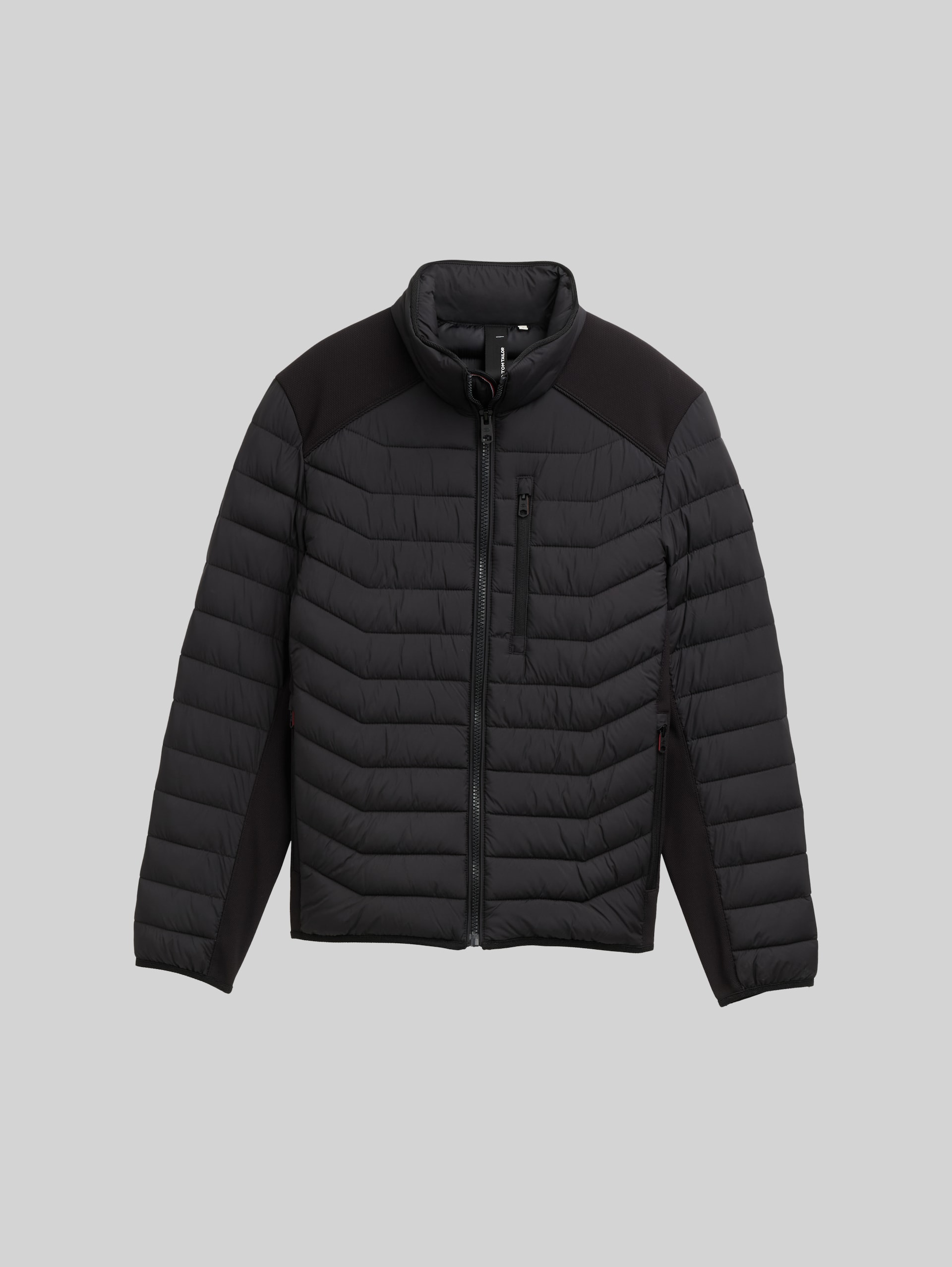 Lightweight hybrid quilted jacket - Black - Front product view