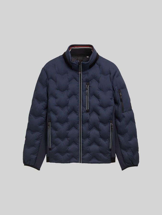 Hybrid quilted jacket with stowable hood by Men, sky captain blue