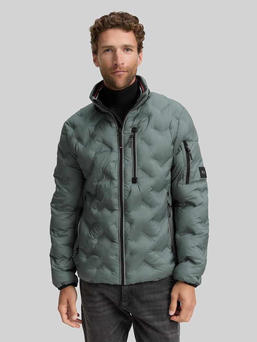 Hybrid Steppjacke mit verstaubarer Kapuze von Men, washed jasper green
