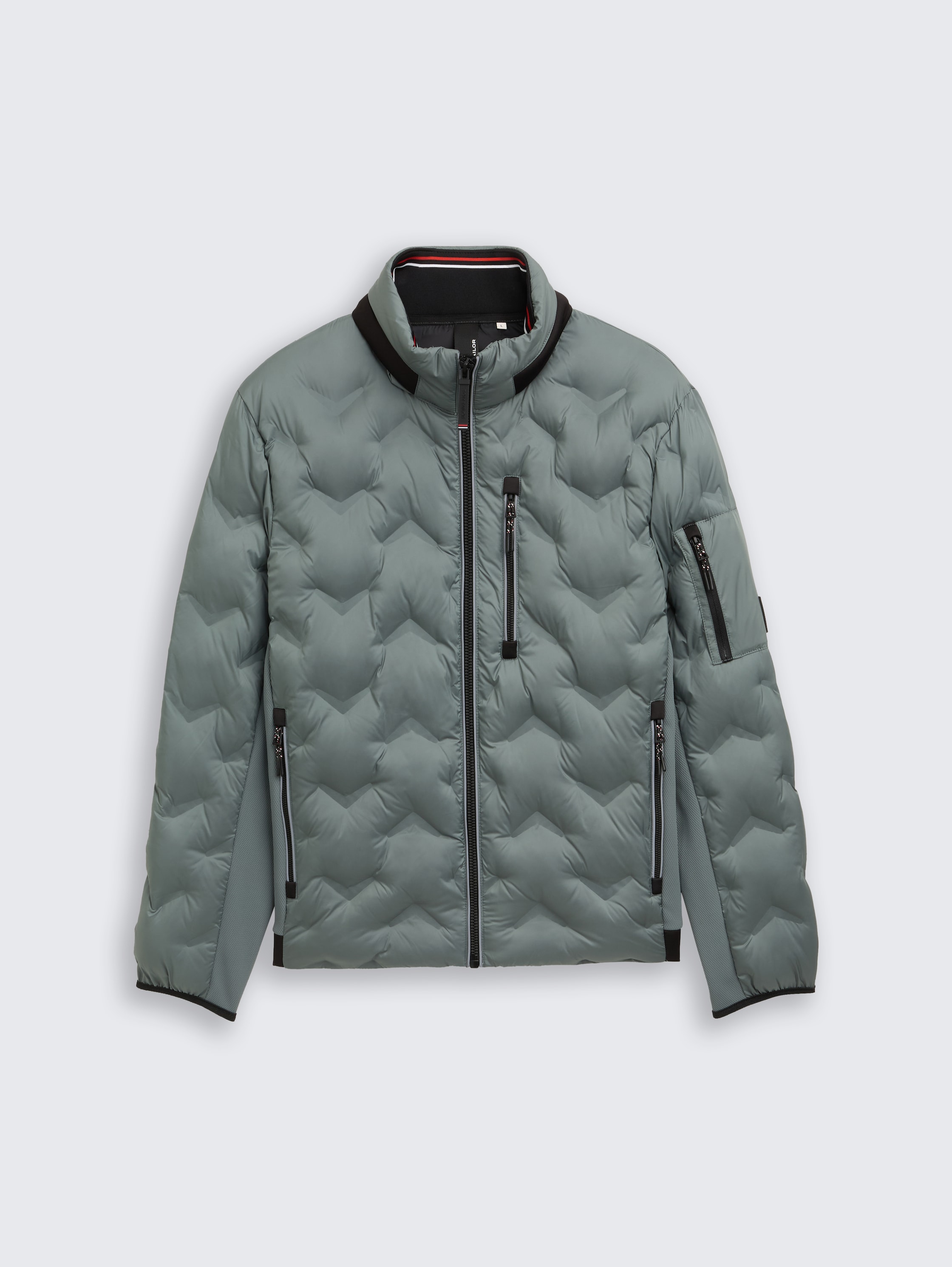 Hybrid quilted jacket with stowable hood - washed_jasper_green - 