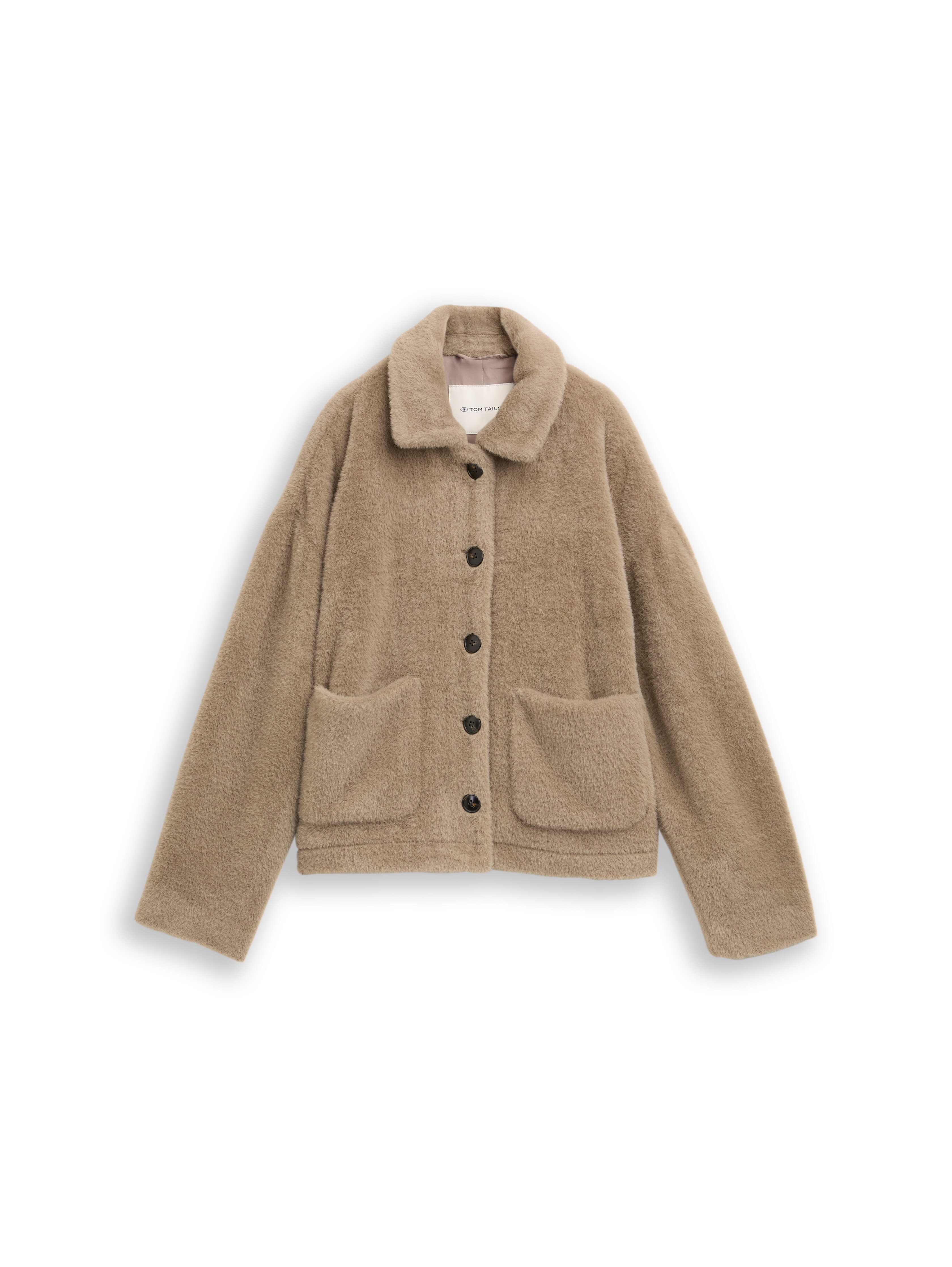 Teddy jacket with pockets in grey by Tom Tailor