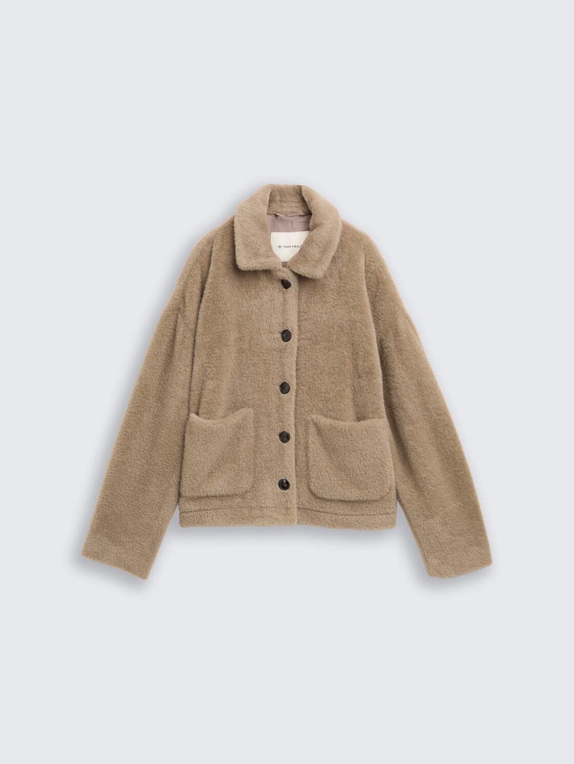 Teddy Jacke mit Taschen - soft taupe grey - Vorder-Produkt-Ansicht