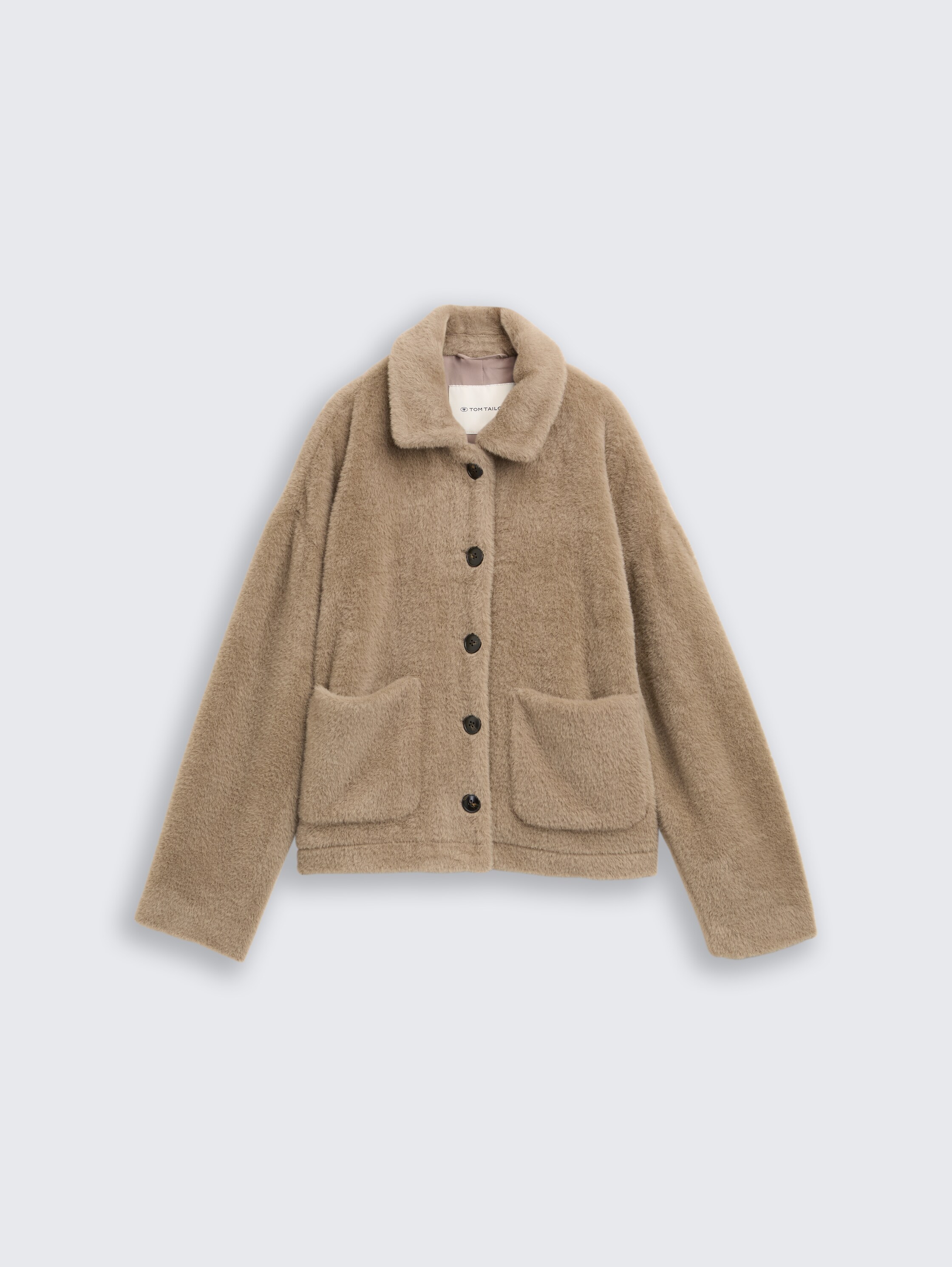 Fake Fur Jacke mit Taschen - soft_taupe_grey - 
