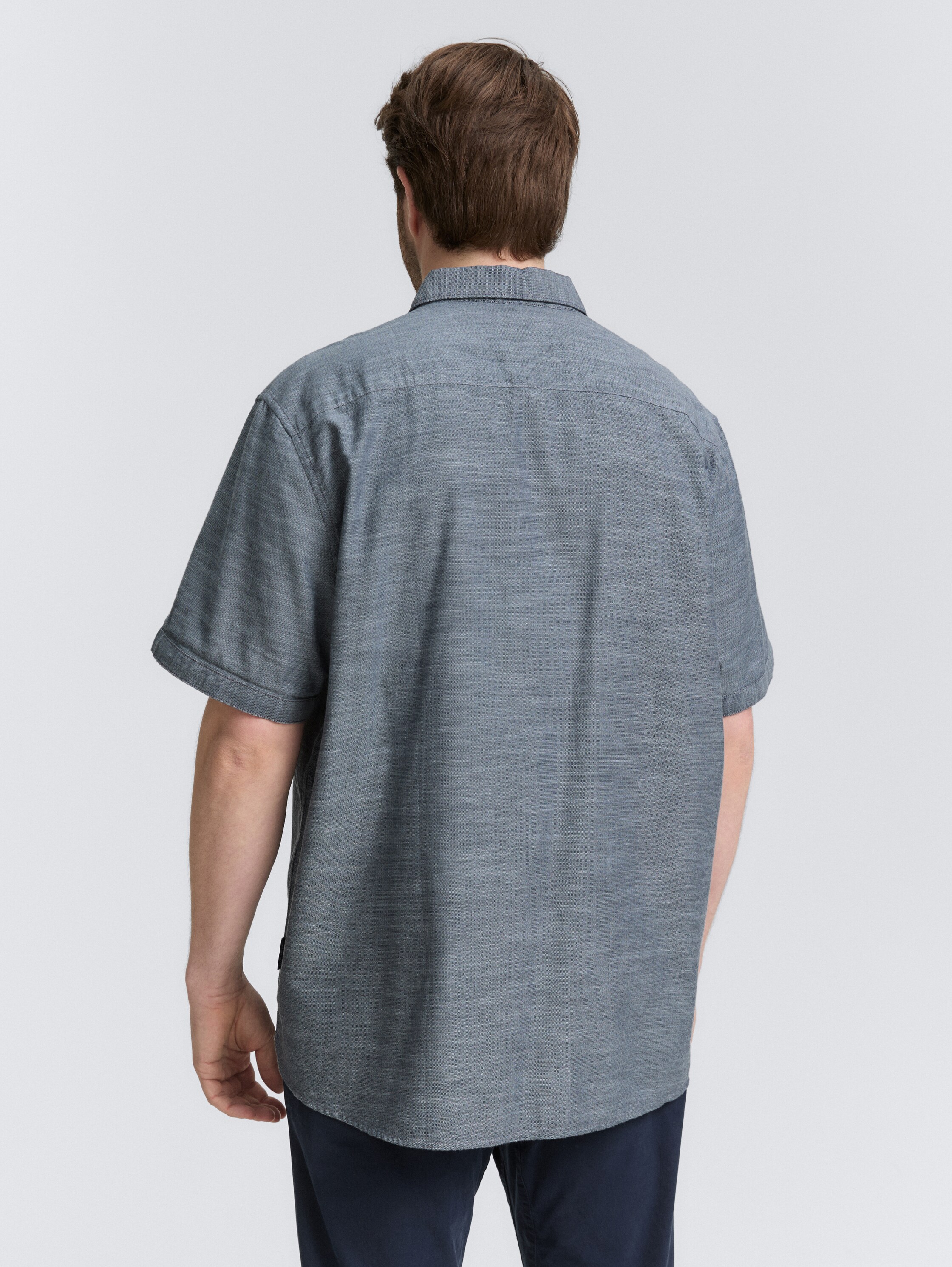 Plus Size - Kurzarmhemd mit Brusttasche - sky_captain_zigzag_structure - 