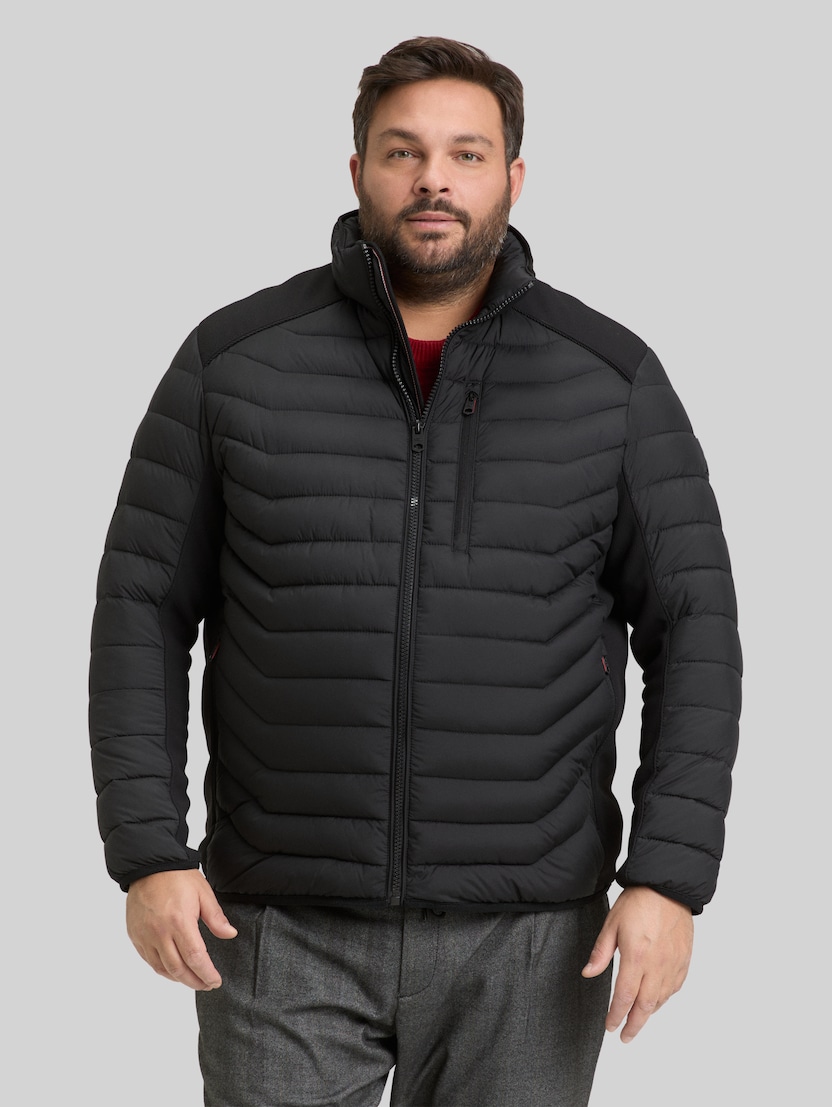 Plus Size - Hybrid Lightweight Steppjacke mit Stehkragen von Men Plus Size, Black